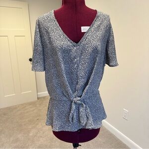 Sienna Sky Black and White Tie-Front Blouse